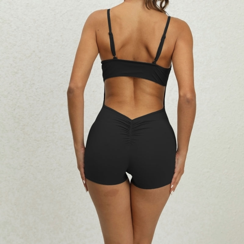 Sporty High Elastic Cutout Fitness Romper