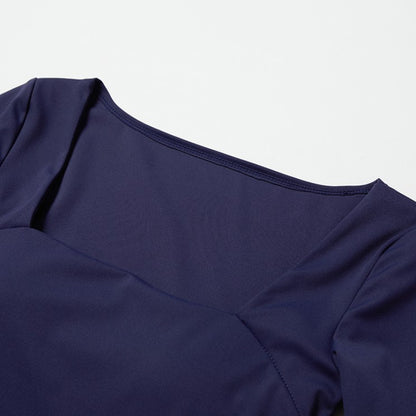 Sporty Long Sleeve Square Collar Jumpsuit