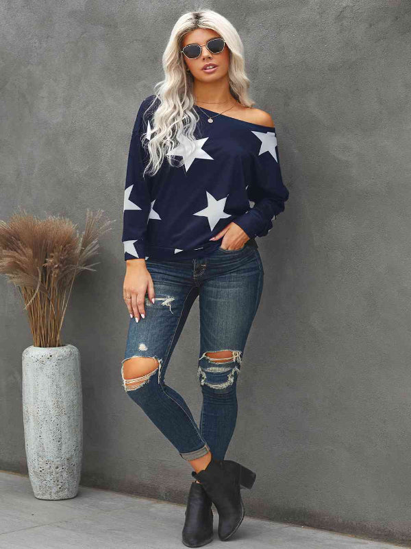 Star Printed Long Sleeve Sweatshirt