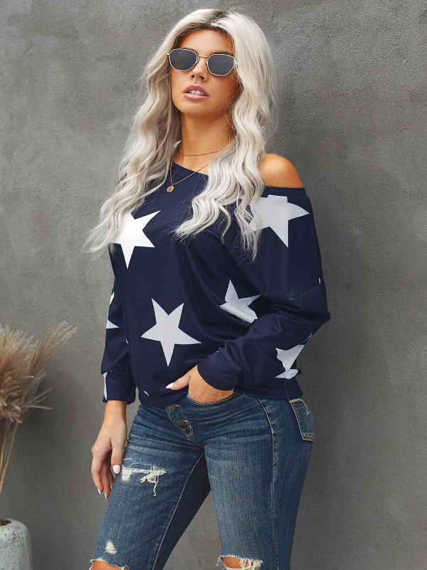 Star Printed Long Sleeve Sweatshirt