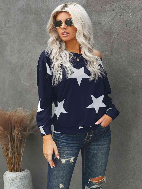 Star Printed Long Sleeve Sweatshirt