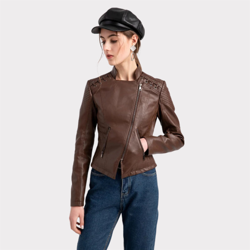 Veste en cuir courte élégante