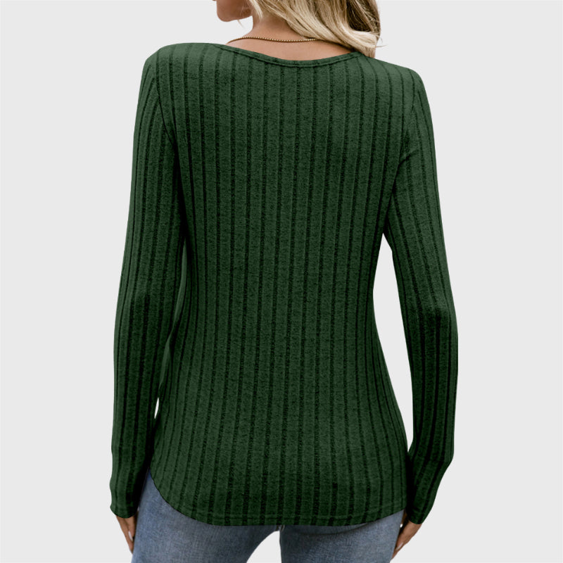 Stylish Side Button Round Collar Sweater