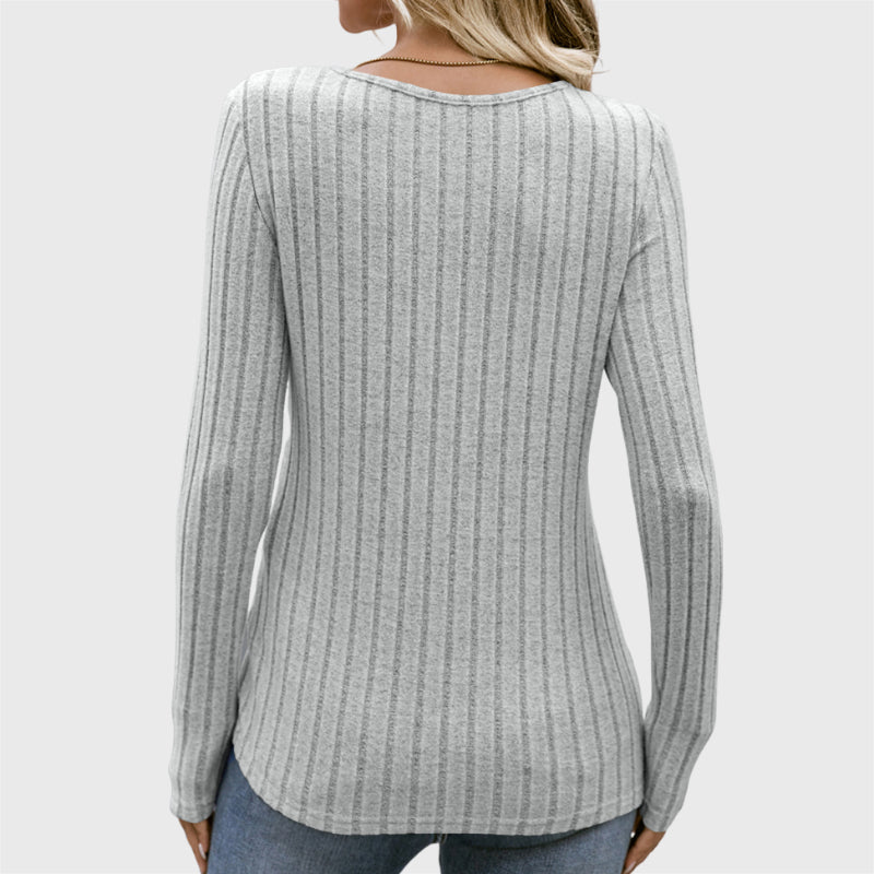 Stylish Side Button Round Collar Sweater