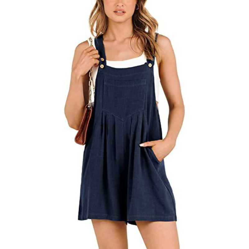 Sommer-Overall mit verstellbarem Riemen, lockerer kurzer Overall