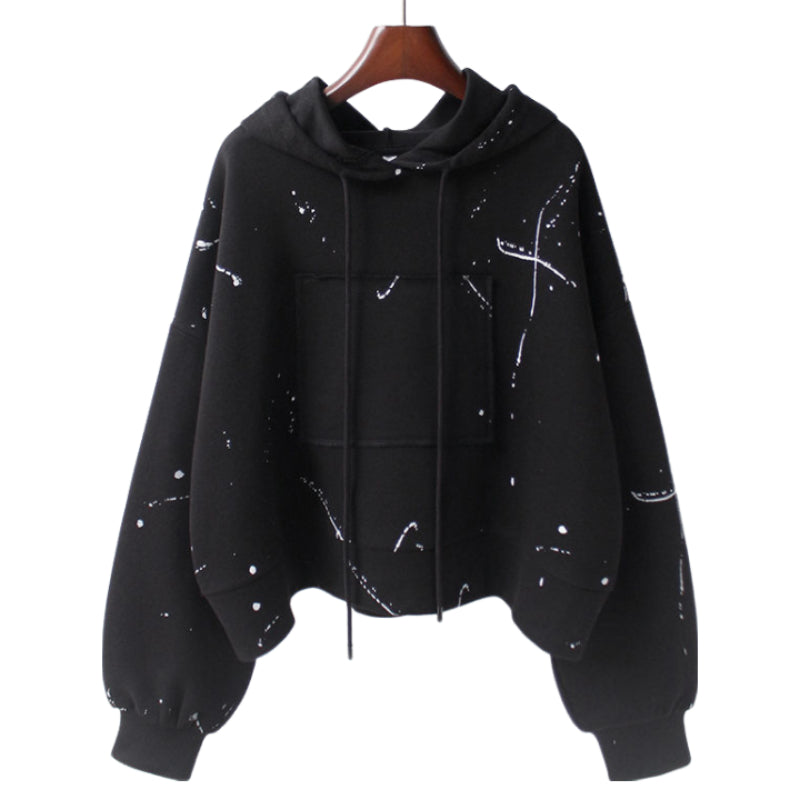 Thin Splash Inked Short Casual Sweater Hoodie