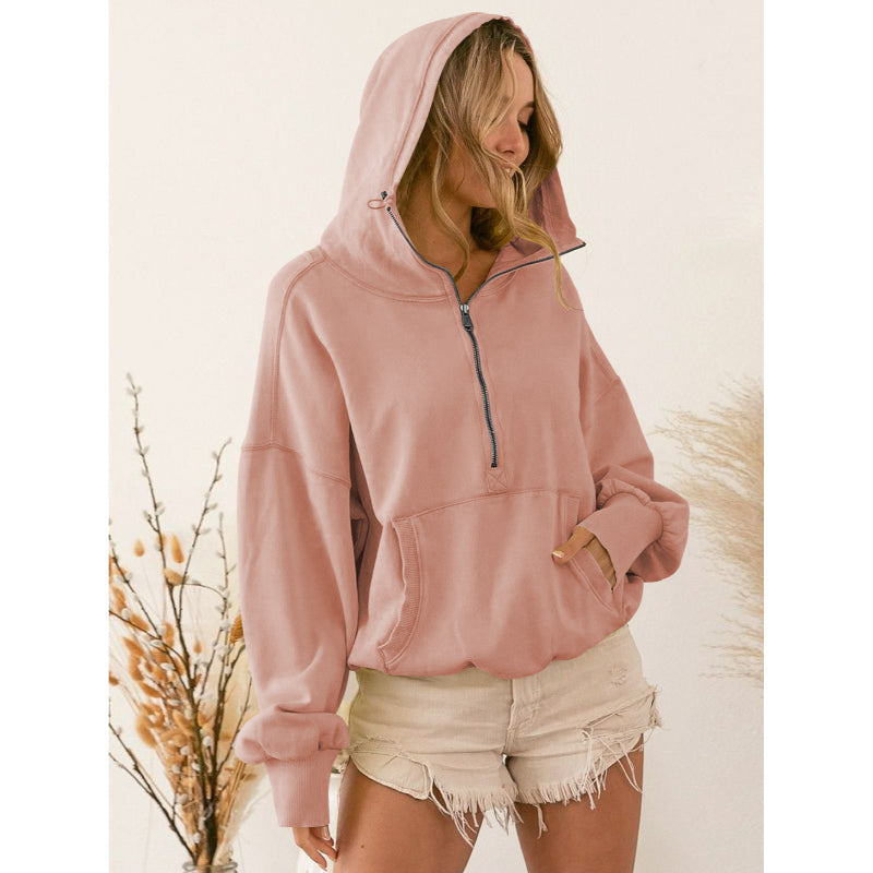 Tide Zipper Drawstring Long Sleeve Sweater Hoodie