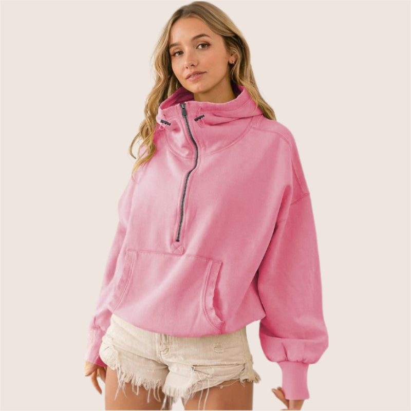 Tide Zipper Drawstring Long Sleeve Sweater Hoodie