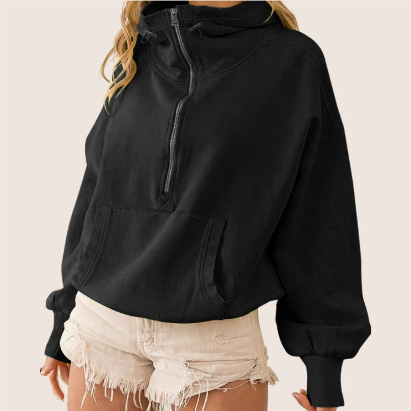 Tide Zipper Drawstring Long Sleeve Sweater Hoodie