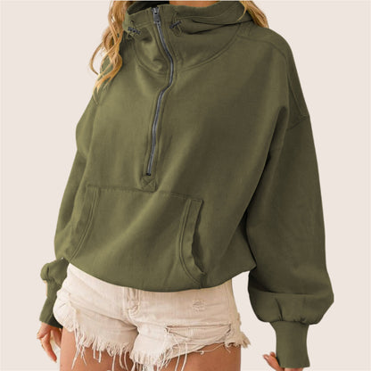 Tide Zipper Drawstring Long Sleeve Sweater Hoodie