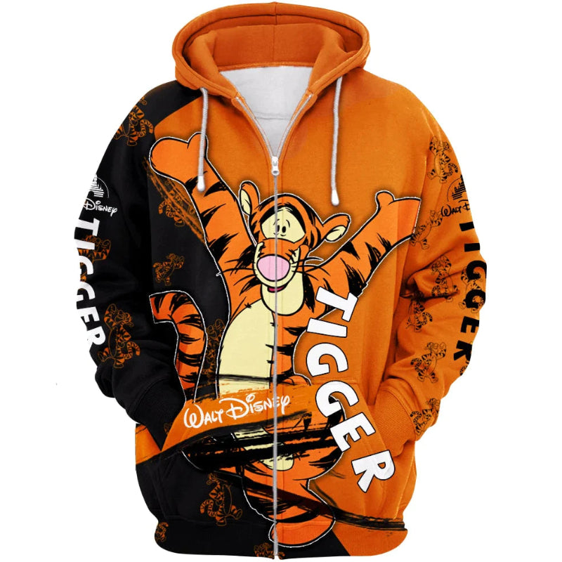 Tigger Print Zip Up Hoodie