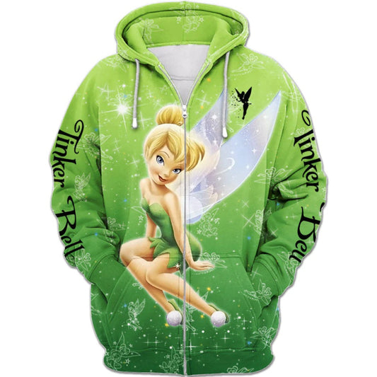 Lässiger Tinker Bell-Kapuzenpullover mit Reißverschluss