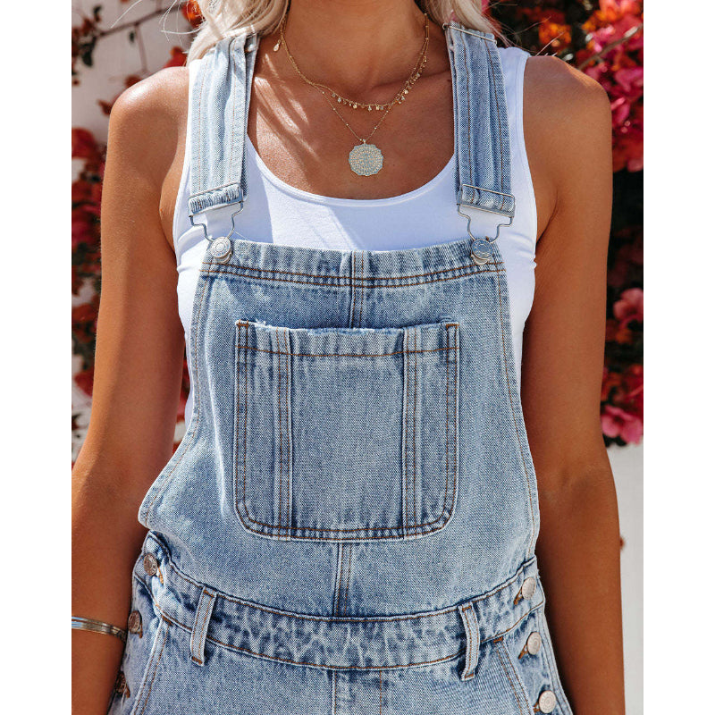 Toned Denim Jumpsuit With Straps