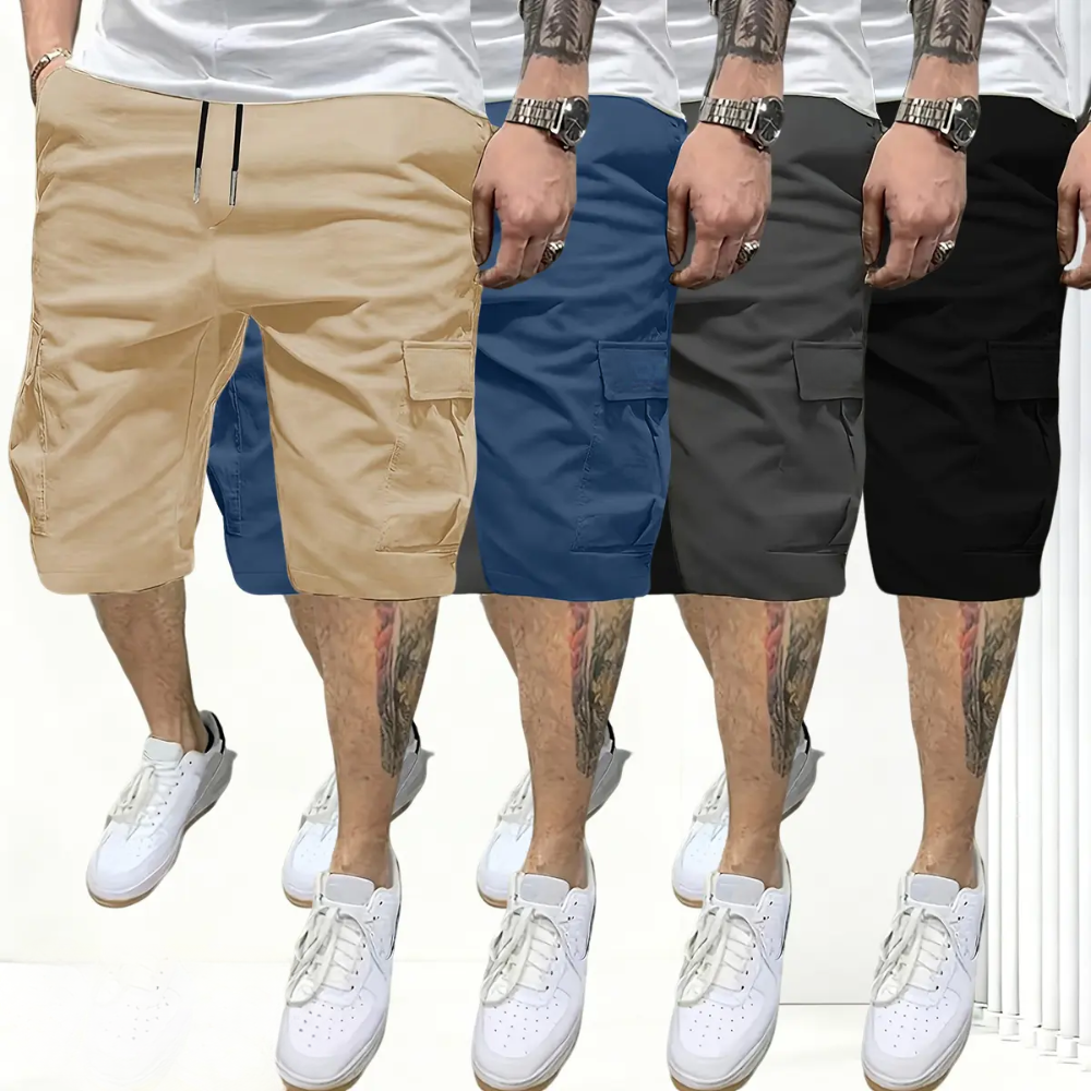 Pack Of 4 Solid Color Cargo Shorts For Men