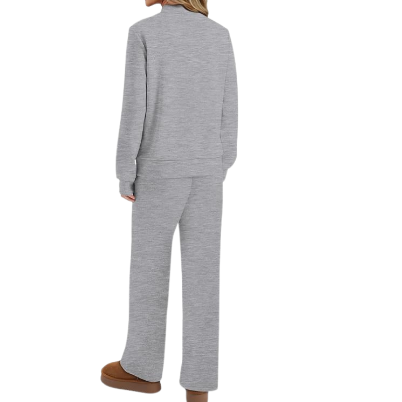 Two Piece Matching Travel Outfit With Comfortable Top And Loose Fit Pants For Women