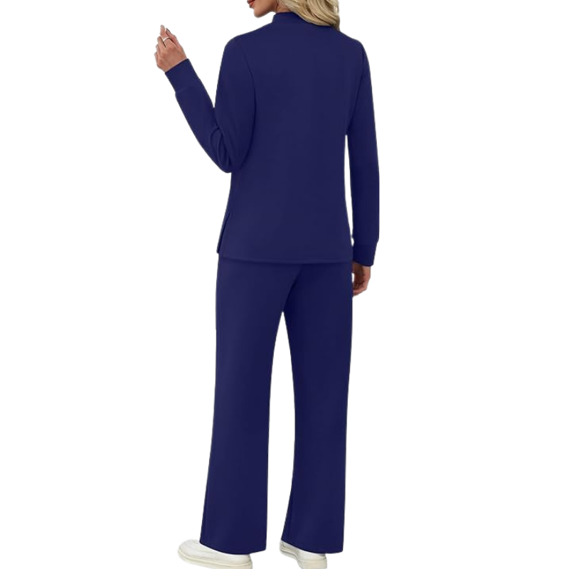 Two Piece Travel Ready Lounge Outfit With Long Sleeve Top And Loose Pants For Women