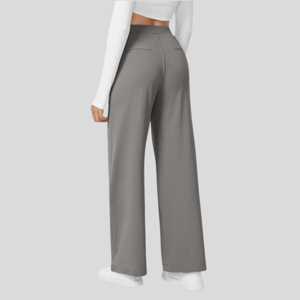 High Waisted Straight Pants With Side Pocket For Women