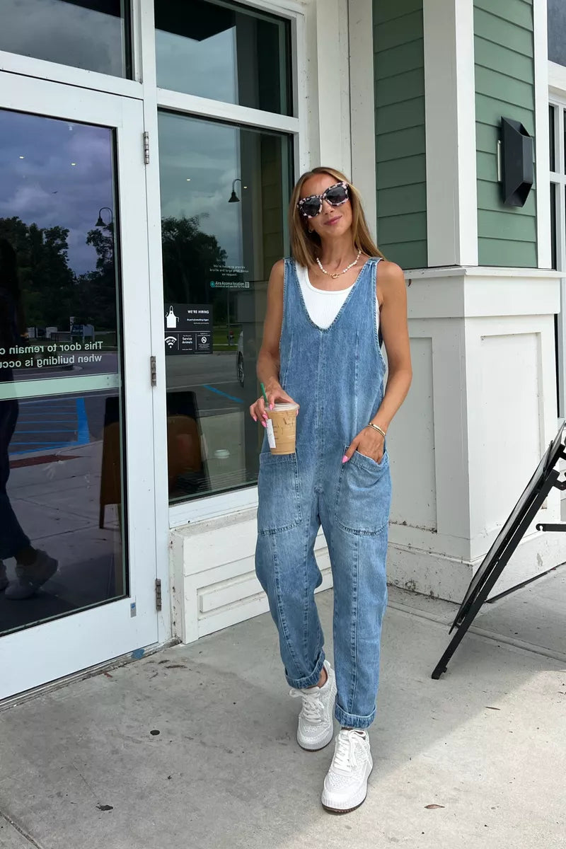 Stylish Denim Jumpsuit With Pockets