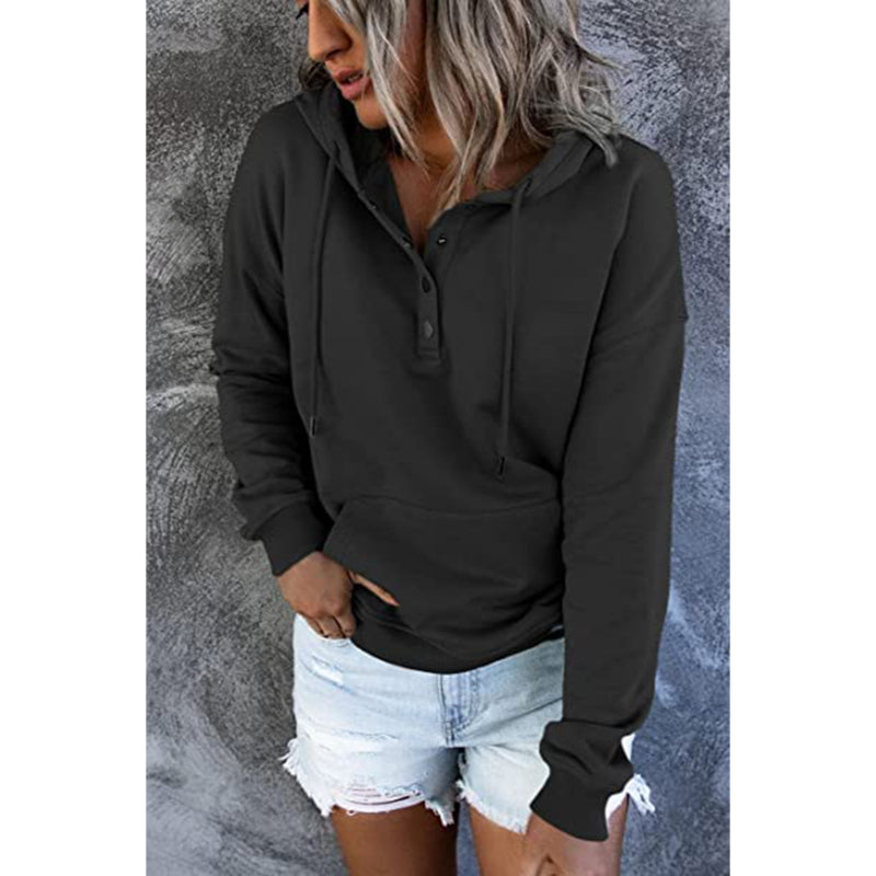 Versatile Comfort Drawstring Pocket Hoodie