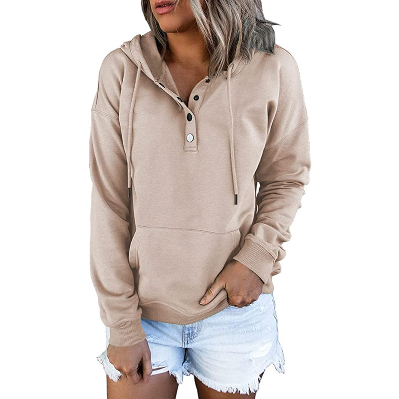 Versatile Comfort Drawstring Pocket Hoodie