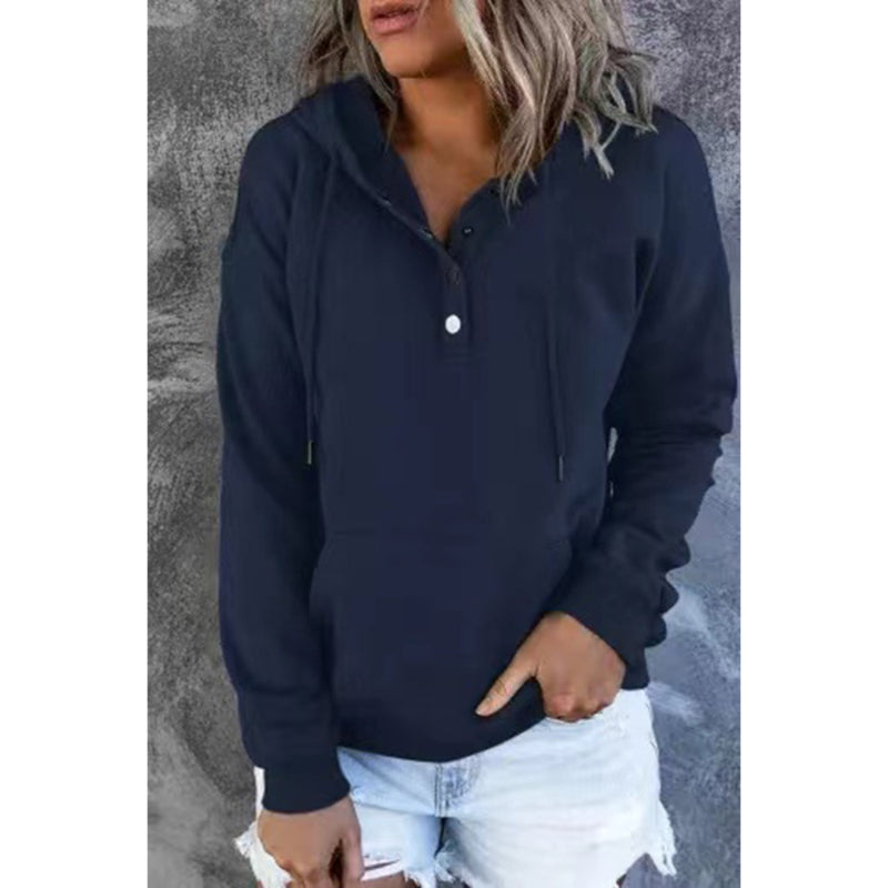 Versatile Comfort Drawstring Pocket Hoodie