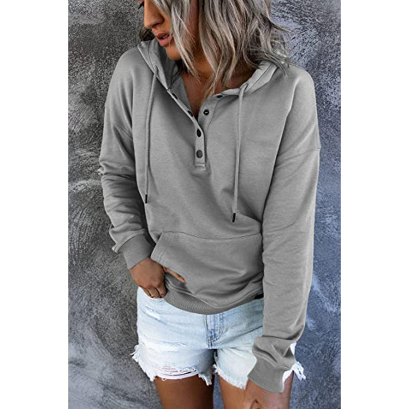 Versatile Comfort Drawstring Pocket Hoodie