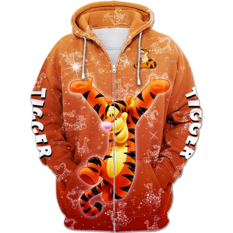 Lebendiger Tigger-Kapuzenpullover mit Reißverschluss