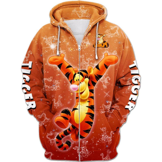 Lebendiger Tigger-Kapuzenpullover mit Reißverschluss