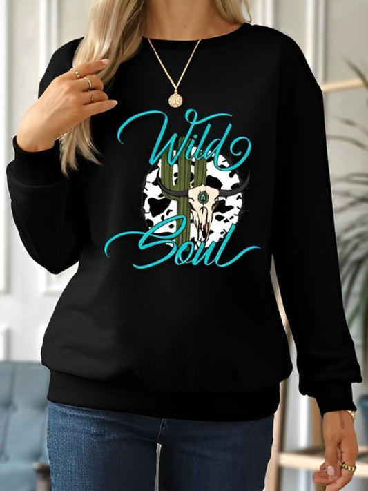 WILD SOUL Graphic Printed Sweatshirt