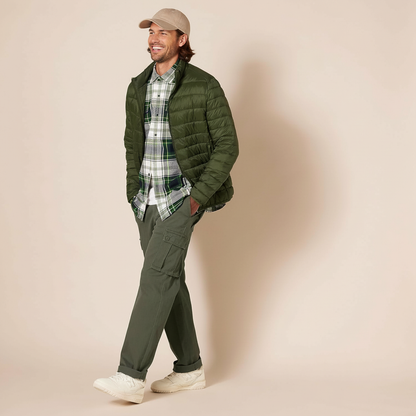Straight Fit Stretch Cargo Pants For Men