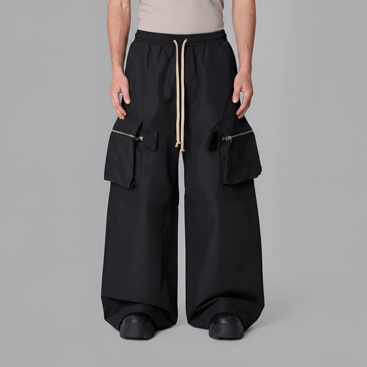Men's Utility Zip Cargo Pocket Festival Rave Pants - Trendy Streetwear S