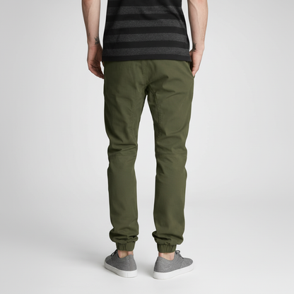 Twill Jogger Pants With Stretch Comfort And Ribbed Hem For Men