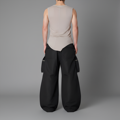 Men's Utility Zip Cargo Pocket Festival Rave Pants - Trendy Streetwear S