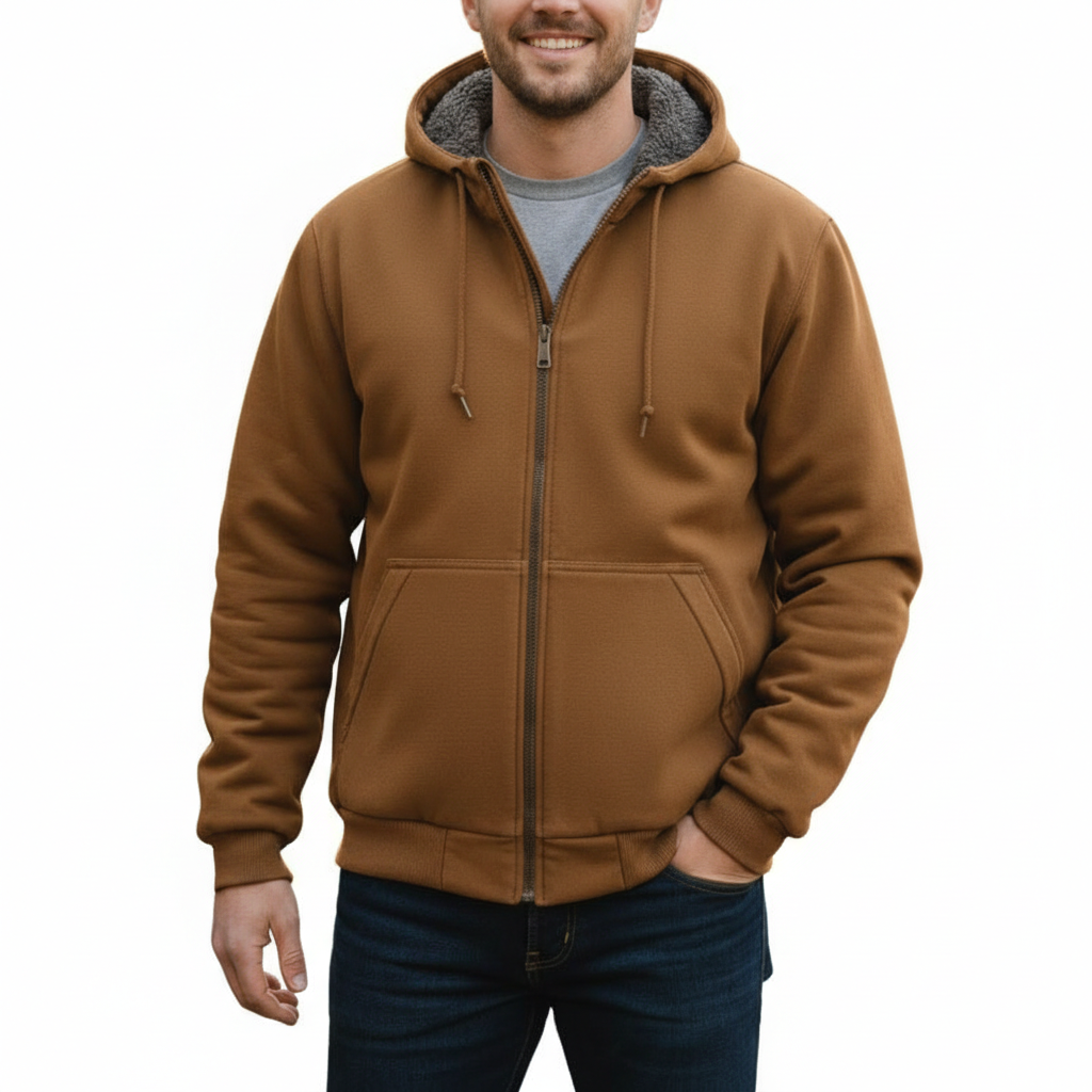 Rain Defender Sherpa Lined Full Zip Hoodies With Midweight Warmth For Men