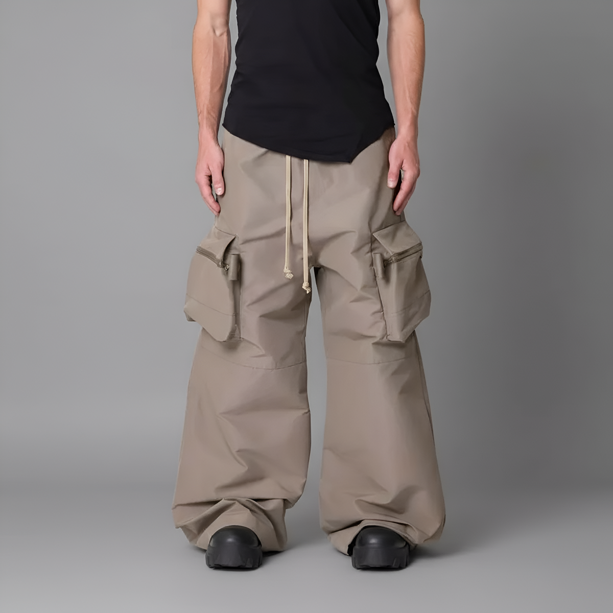 Men's Utility Zip Cargo Pocket Festival Rave Pants - Trendy Streetwear S