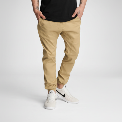 Twill Jogger Pants With Stretch Comfort And Ribbed Hem For Men