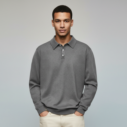Cashmere Blend Lapel Polo Shirt For Men