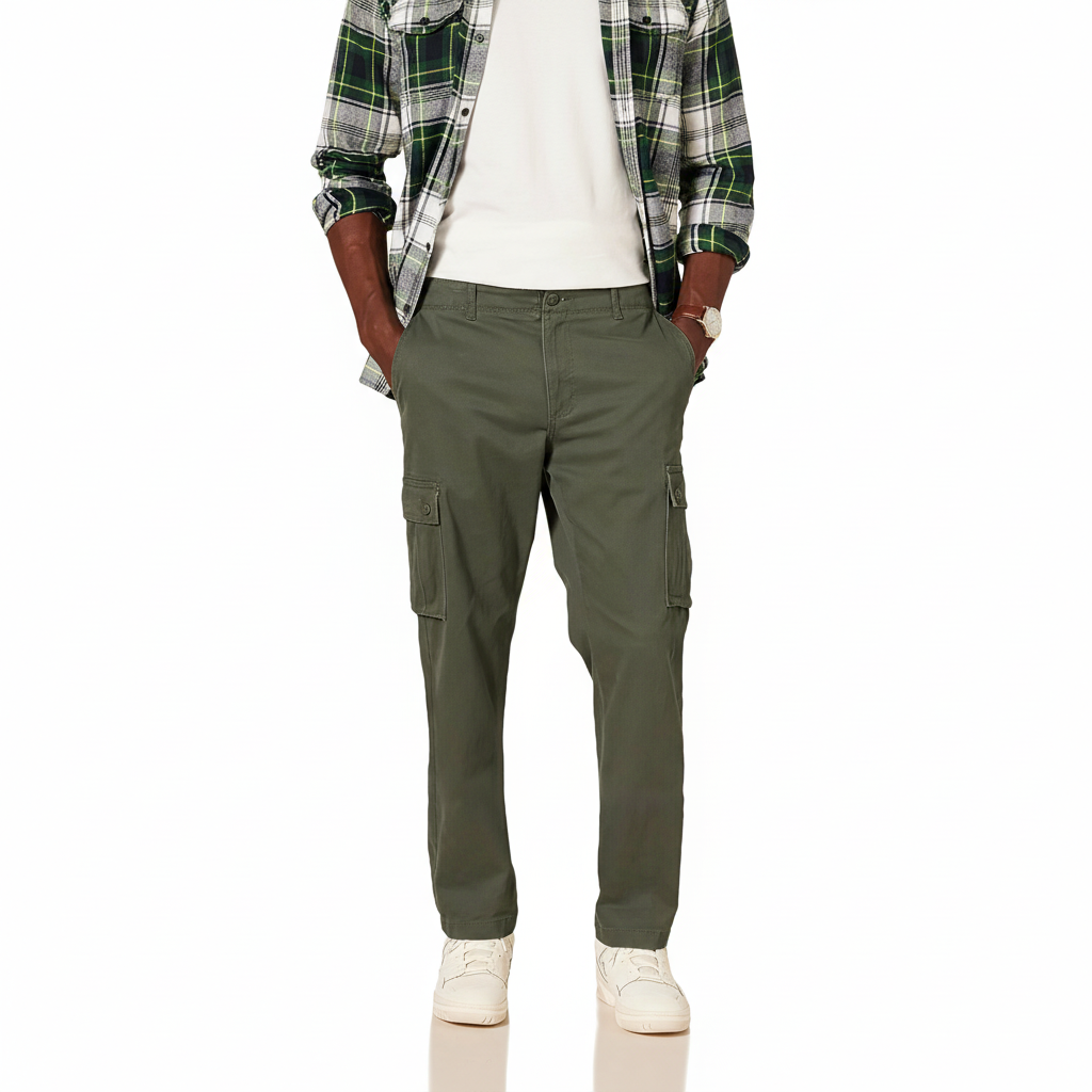 Straight Fit Stretch Cargo Pants For Men
