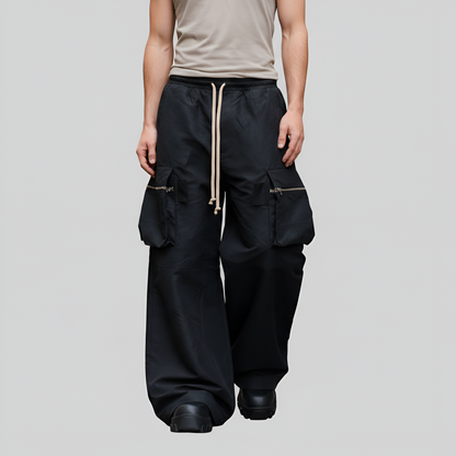 Men's Utility Zip Cargo Pocket Festival Rave Pants - Trendy Streetwear S