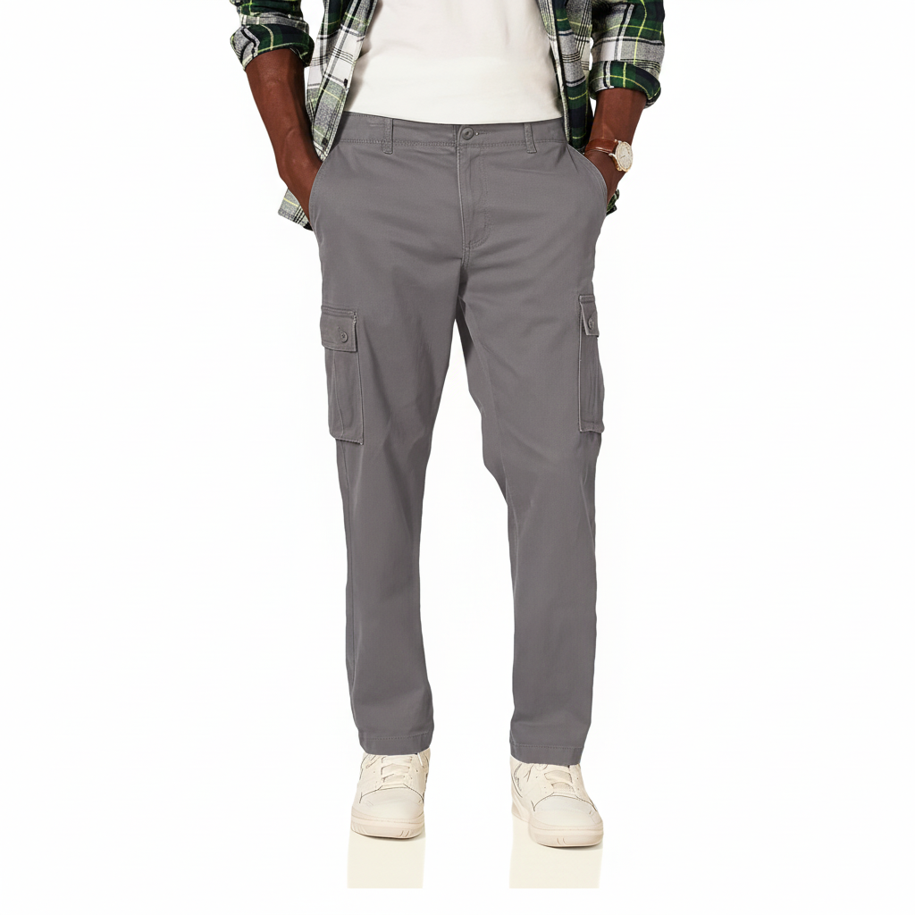 Straight Fit Stretch Cargo Pants For Men
