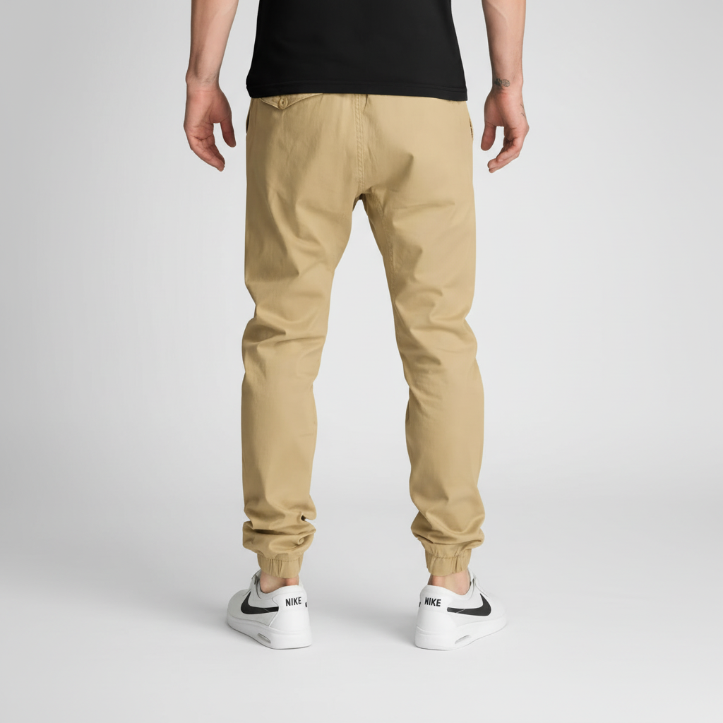 Twill Jogger Pants With Stretch Comfort And Ribbed Hem For Men