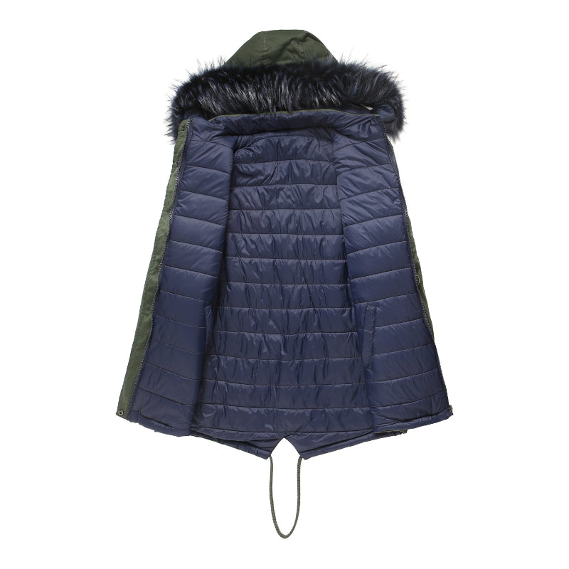 Winter Double Sided Fur Collar Quilted Coat Parkas