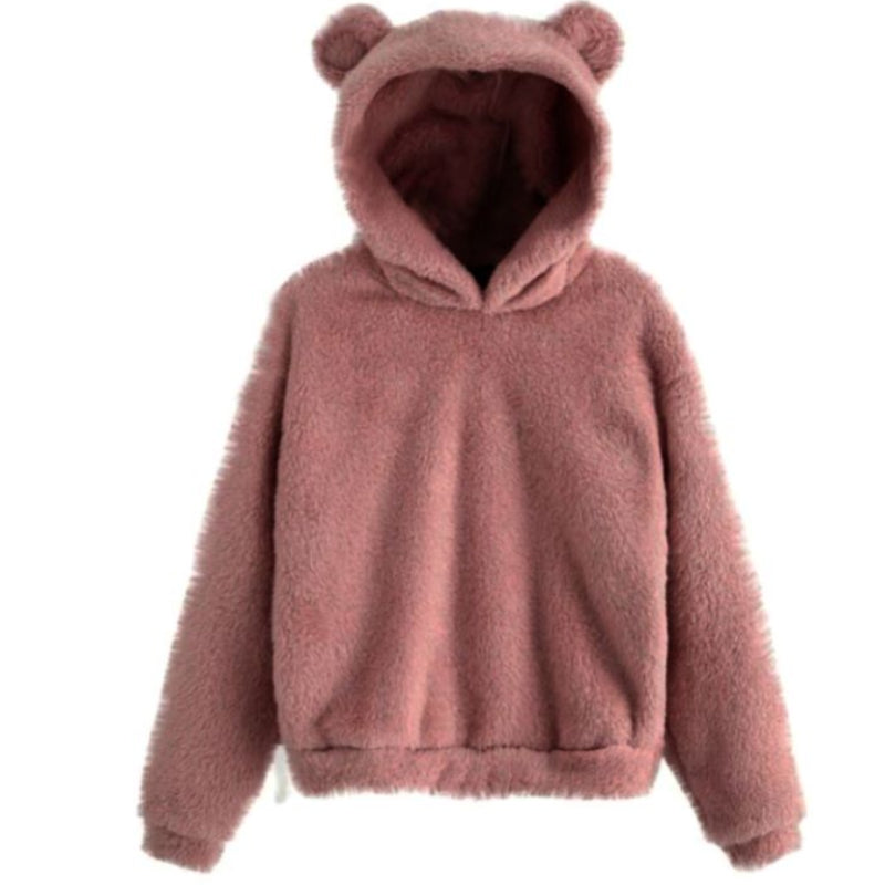 Winterlicher flauschiger Kapuzenpullover im Kaninchen-Stil