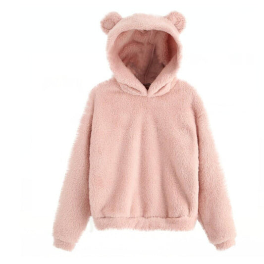 Sweat à capuche style lapin moelleux d'hiver