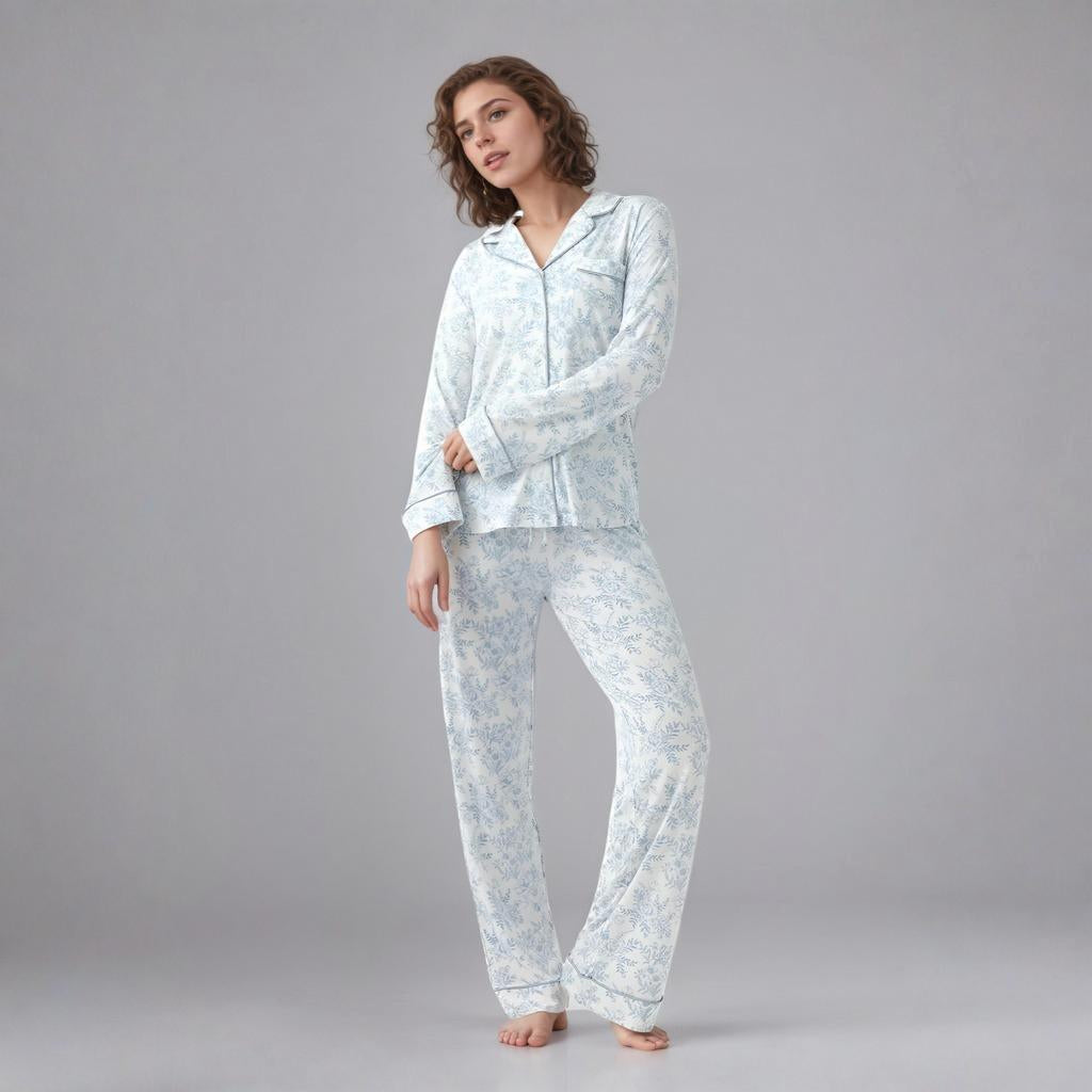 Women Bamboo Stretch Knit Long Sleeve Pajama Set