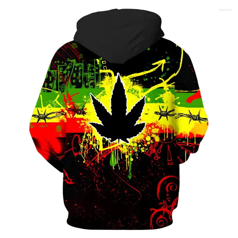 Leaf Multi Shade Printed Pullover 3D Hoodie