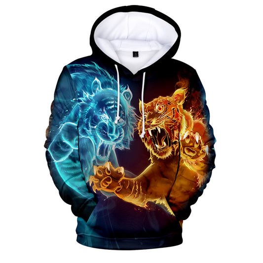 Multi Shade Tiger 3D Printed Vibrant Hoodie