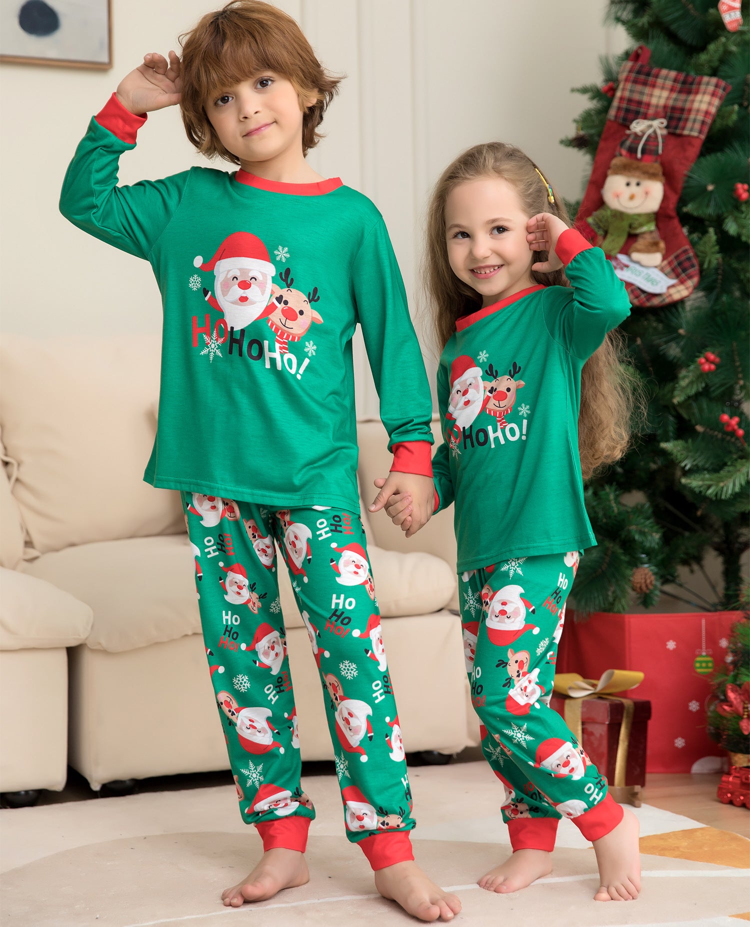 Ho Ho Ho Santa Christmas Family Matching Pajamas Set Outfit Lander