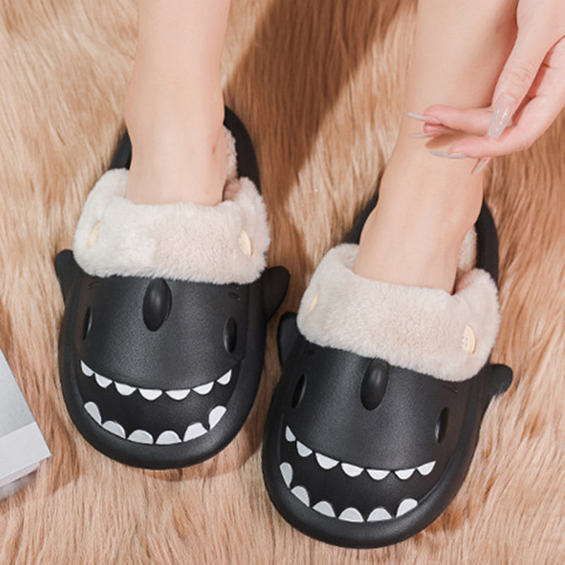 Winter Shark With Button Printed Slippers