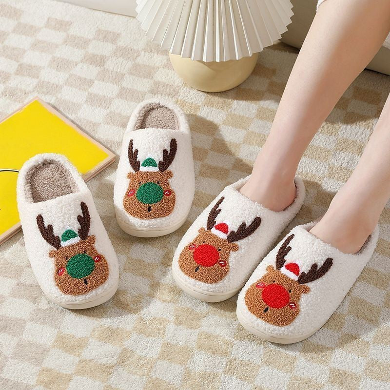 Christmas Elk Printed Soft Cozy Slippers